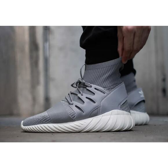 adidas Originals Tubular Doom Winter Grey Primeknit Sock Trainers Men Sz 10.5 US